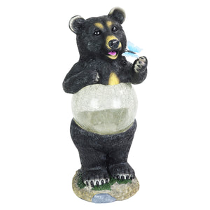 Solar Bear with Crackle Ball Belly Statuary, 17 Inches tall | Shop Garden Decor by Exhart