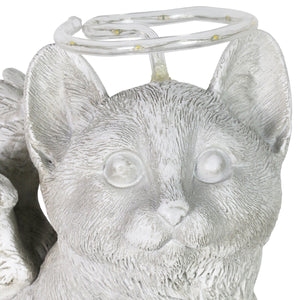 Solar Halo Cat with Angel Wings Memorial Statue, 10 Inches | Shop Garden Decor by Exhart