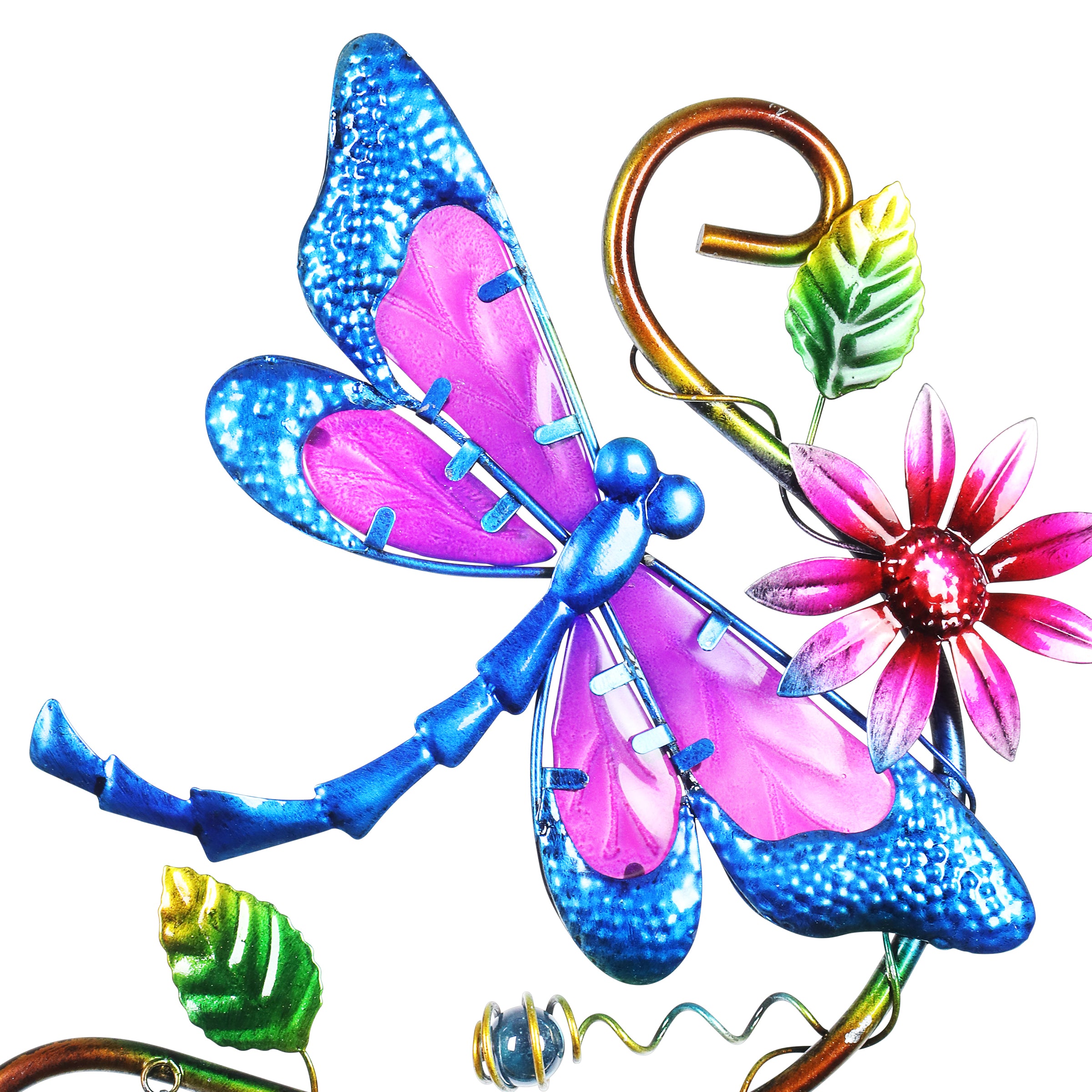 Blue Dragonfly Metal Wind Chime Garden Stake - Thumbnail 5
