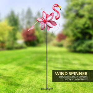 Pink Flamingo Double Sided Metal Garden Spinner Stake, 18 Inch | Shop Garden Decor by Exhart