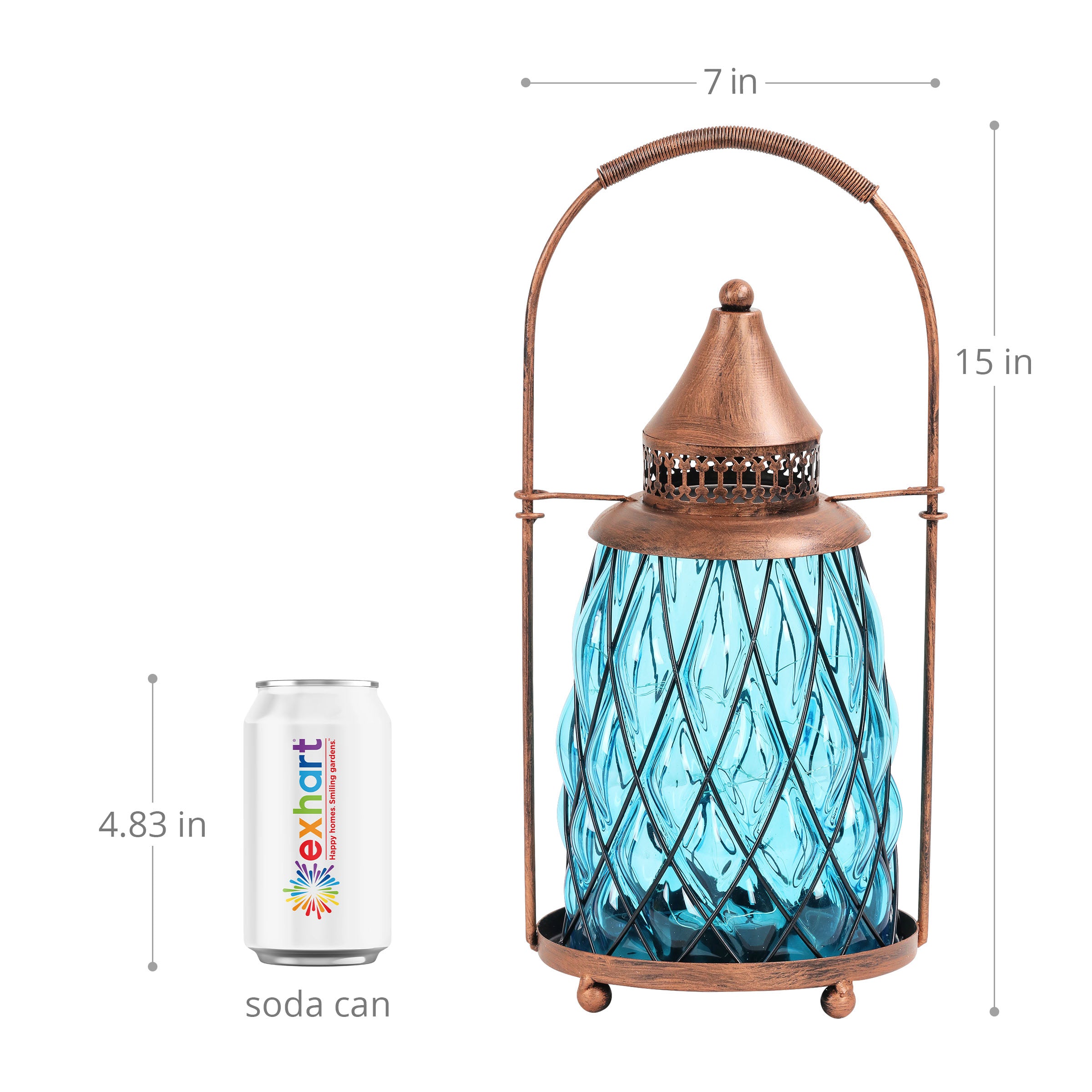 Exhart Metal and Glass Accent Lantern - Thumbnail 4