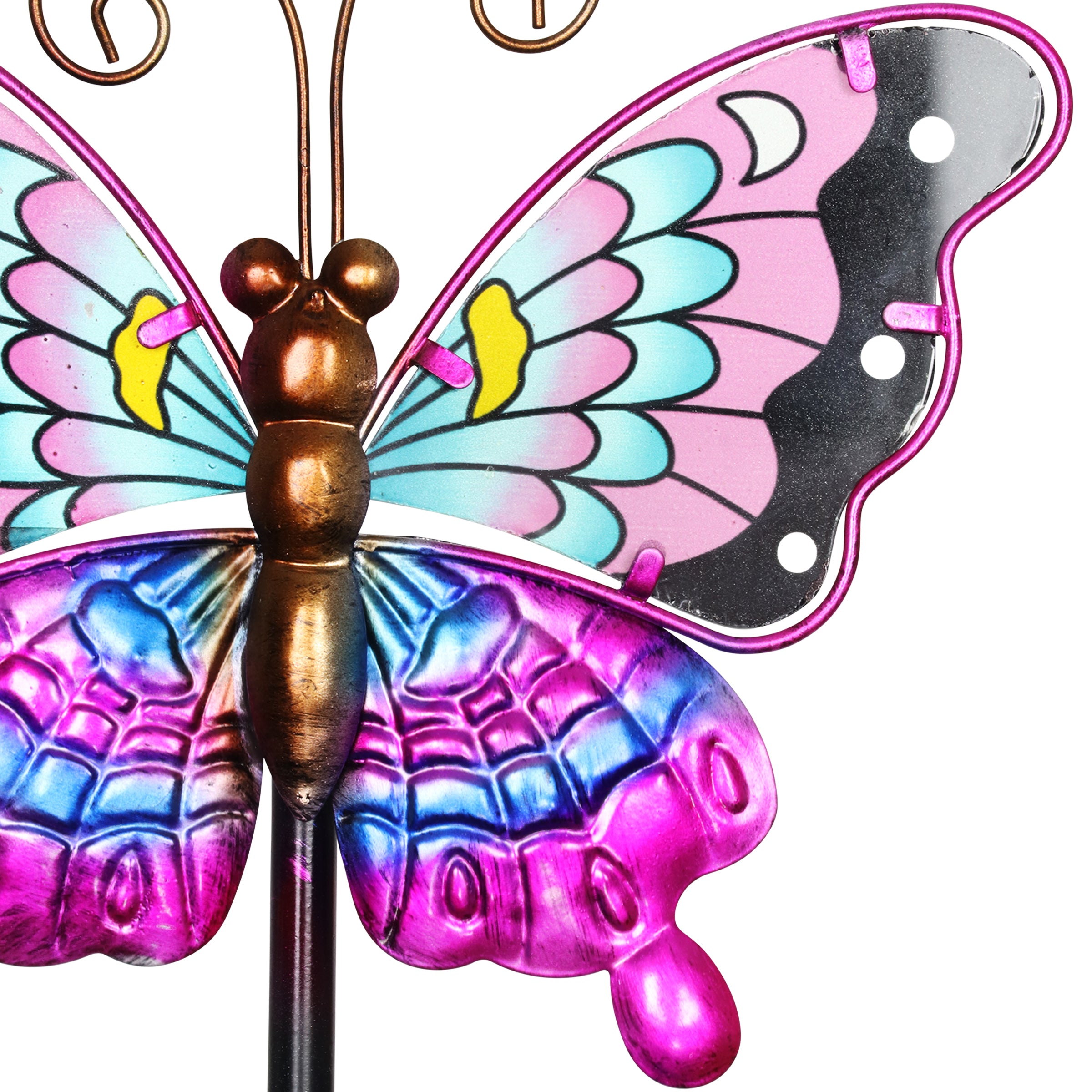 Hand Painted Butterfly Wind Spinner Garden Stake - Thumbnail 4