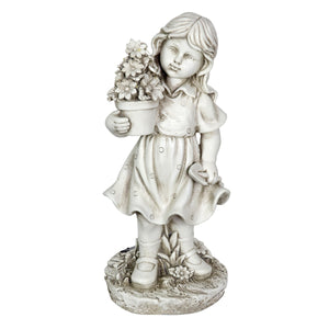 Solar Girl with a Flower Pot Garden Statue, 18 Inch | Shop Garden Decor by Exhart